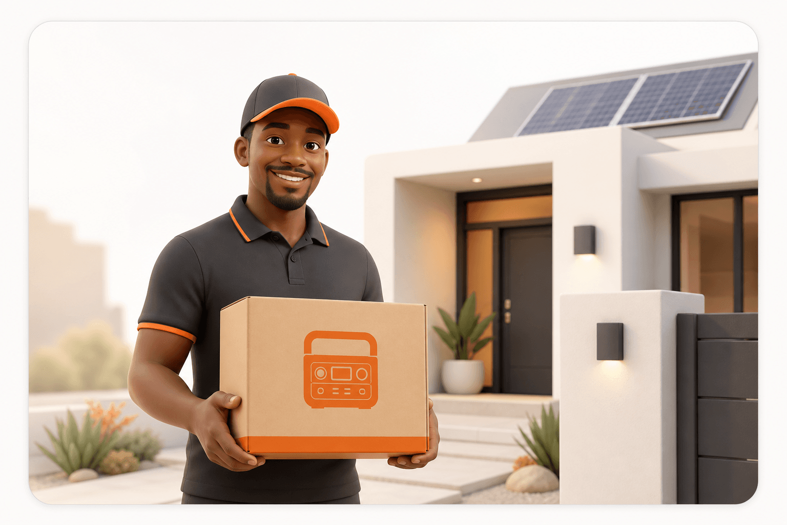Courier delivering a Jackery order to a South African home